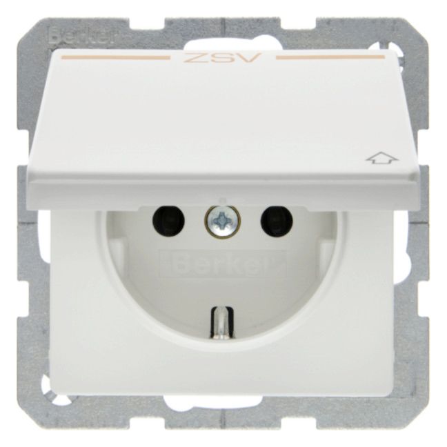 Berker 47516049 Steckdose SCHUKO+Klappd. Q.1/Q.3 polarweiß samt