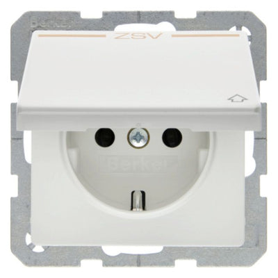 Berker 47516049 Steckdose SCHUKO+Klappd. Q.1/Q.3 polarweiß samt