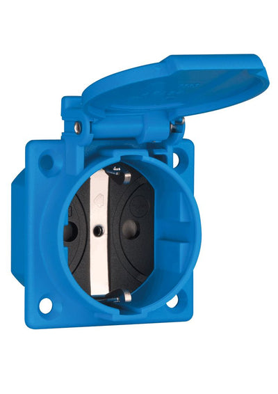 ABL 1662050 SCHUKOClassic Thermoplast Einbausteckdose IP54 Ber.schutz blau