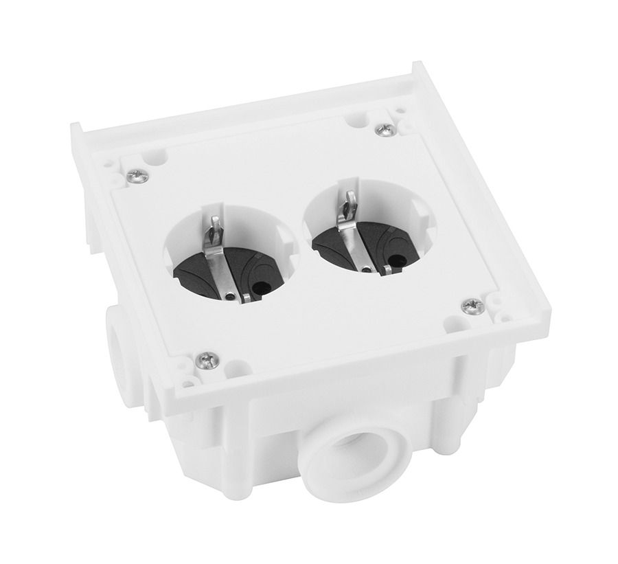 ABL 1632602 Unterteil m.SCHUKO-Zweifach- Steckdose Thermoplast 4xM20 weiß