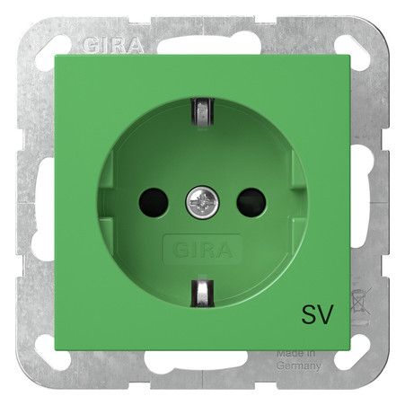 GIRA 4453107 SCHUKO-Steckdose m.Shutter SV System 55 Grün glänzend