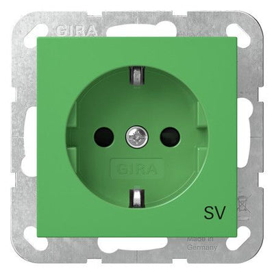 GIRA 4453107 SCHUKO-Steckdose m.Shutter SV System 55 Grün glänzend