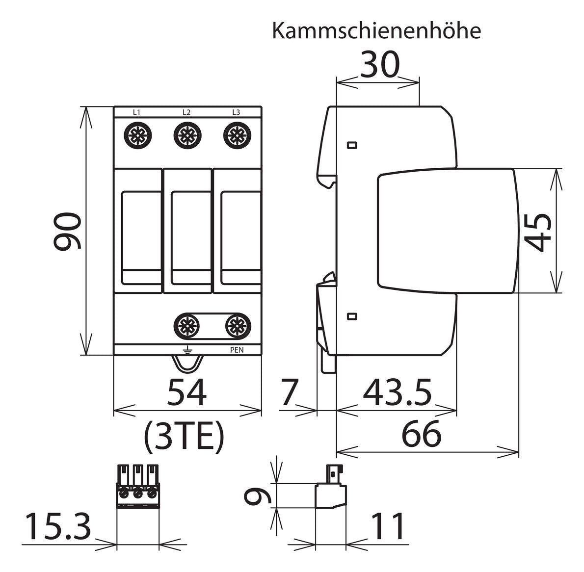 Dehn 952308 DGMTNC440FM Überspannungs- ableiter Typ2 DEHNguard M 3-pol f.TN-C