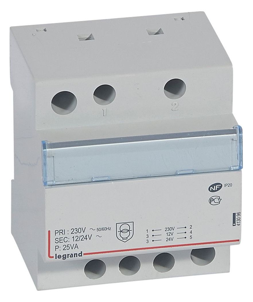 Legrand 413096 Sicherheitstransformator prim. 230V/50Hz sek.12VAC/24VAC 25VA 5TE
