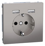 Mert MEG 2366-6050 Schuko-Steckdose m.USB Ladegerät Nickelmetallic