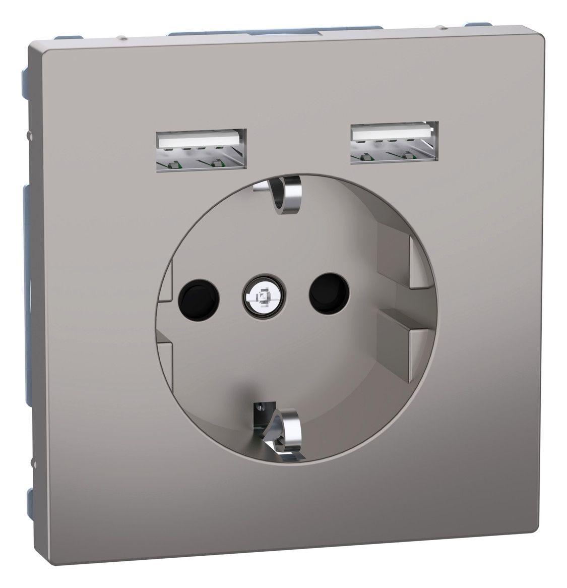 Mert MEG 2366-6050 Schuko-Steckdose m.USB Ladegerät Nickelmetallic