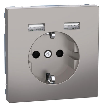 Mert MEG 2366-6050 Schuko-Steckdose m.USB Ladegerät Nickelmetallic
