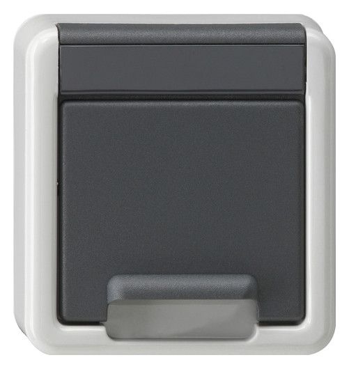 GIRA 494230 Abdeckung SCHUKO-Steckdose KD+Shutter WG AP IP44 Grau