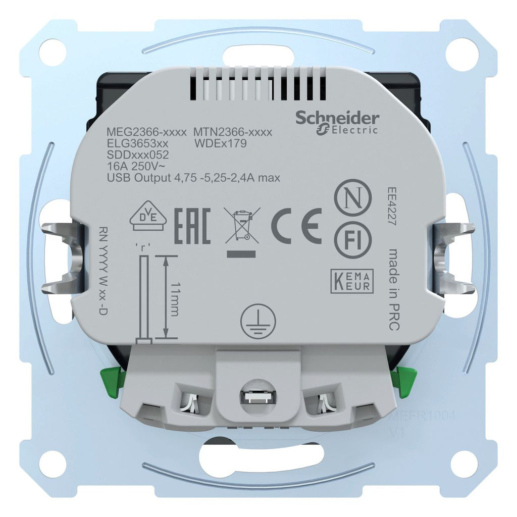 Mert MEG 2366-0414 Schuko-Steckdose m.USB Ladegerät anthrazit