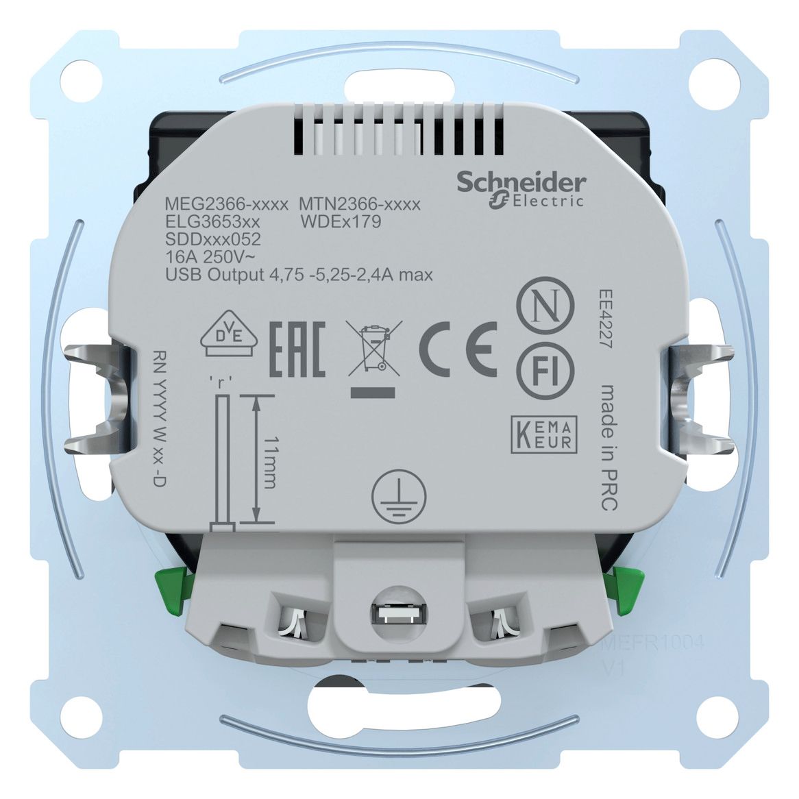 Mert MEG 2366-0414 Schuko-Steckdose m.USB Ladegerät anthrazit