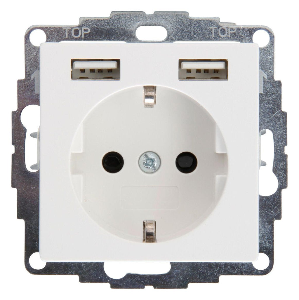 Kopp 296229080 ATHENIS UP Schuko Steckdose 2 USB Ladebuchsen reinweiß