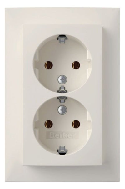 Berker 47741909 Doppelsteckdose SCHUKO m Abdeckplatte Berker S.1 polarweiß matt