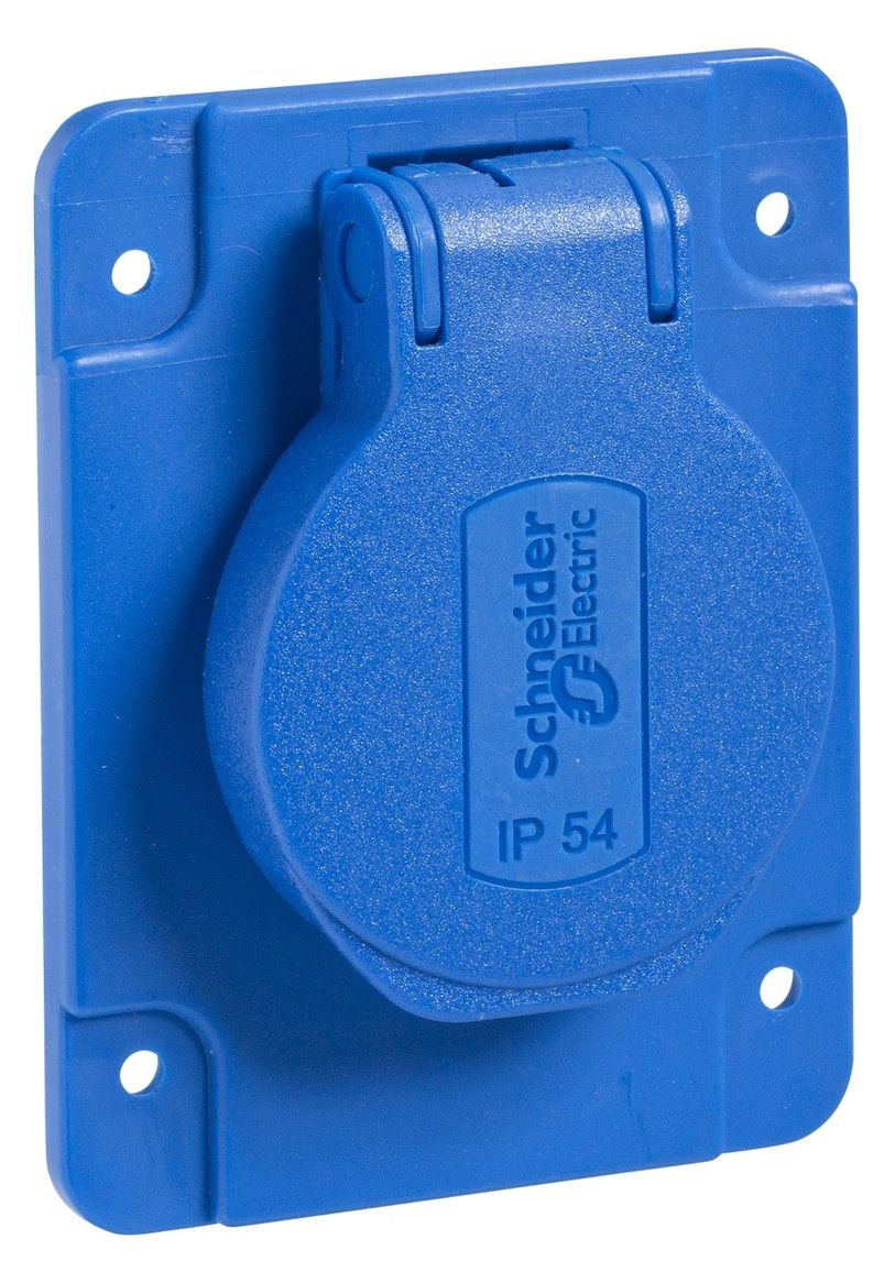 Schneider PKS62B Schukosteckdose blau 2p+E 10/16A 250V f.DE IP54 65x85mm