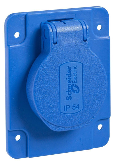Schneider PKS61B Schukosteckdose blau 2p+E 10/16A 250V f.DE IP54 65x85mm