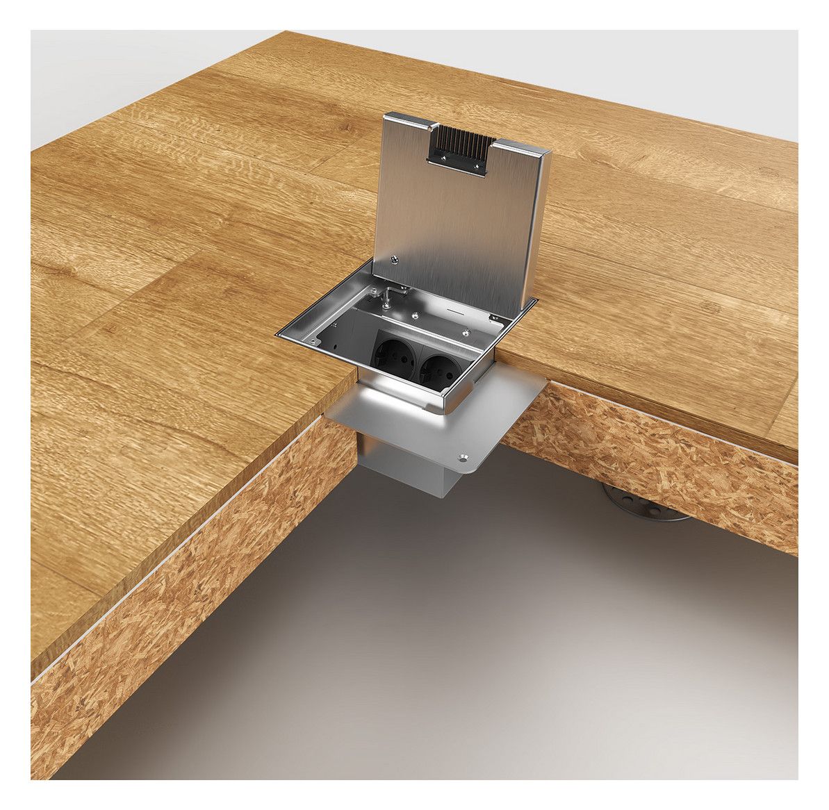 Bodensteckdose 8902HB 1x Schuko 1x RJ45 2fach belegbar 8902HB-2-0