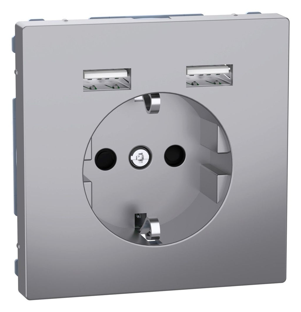 Mert MEG 2366-6036 Schuko-Steckdose m.USB Ladegerät Edelstahl