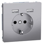Mert MEG 2366-6036 Schuko-Steckdose m.USB Ladegerät Edelstahl