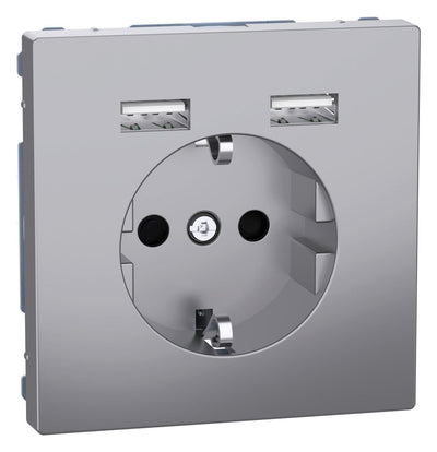 Mert MEG 2366-6036 Schuko-Steckdose m.USB Ladegerät Edelstahl