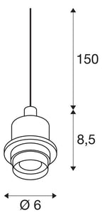 SLV 132661 FENDA E27 Pendelleuchte weiß o.Rosette o.Schirm offenes Kabel