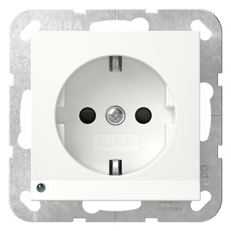 GIRA 417003 SCHUKO-Steckdose LED-Leu.+ Shutter System 55 Reinweiß glänzend