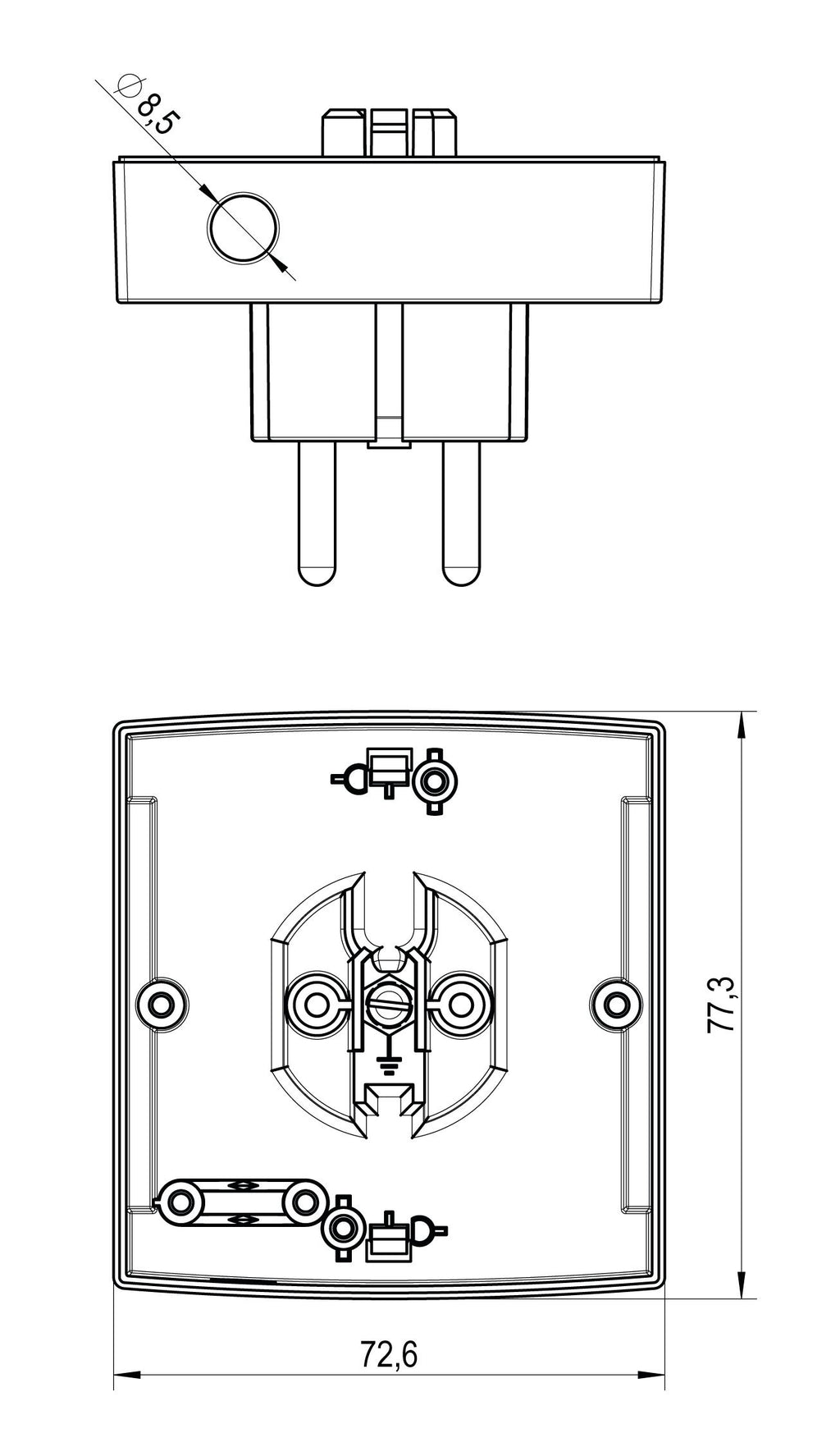 ALRE-IT JZ-19 Schuko-Stecksockel f.RTBSB-001.xxx 230VAC MN990003