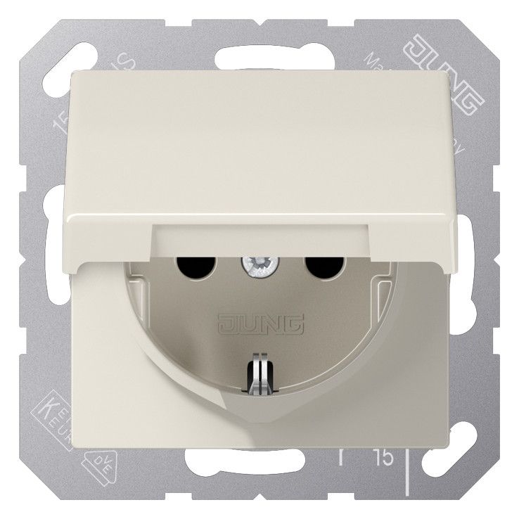 Jung AS1520BFKL SCHUKO Steckdose Klappdeckel bruchsicher Serie AS weiß