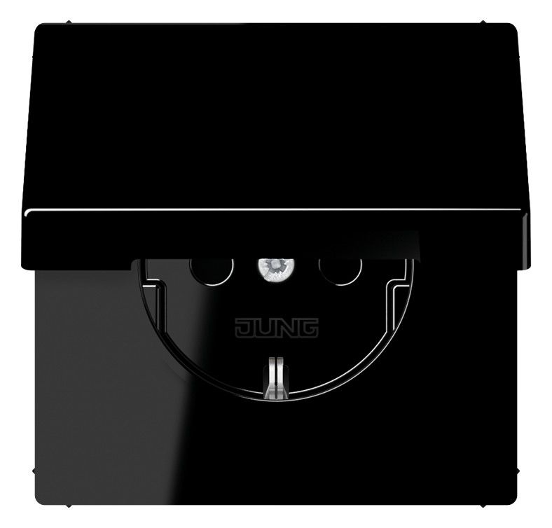 Jung LS1520BFKIKLSW SCHUKO-Steckdose m.Klappdeckel KI schwarz