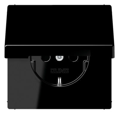 Jung LS1520BFKIKLSW SCHUKO-Steckdose m.Klappdeckel KI schwarz