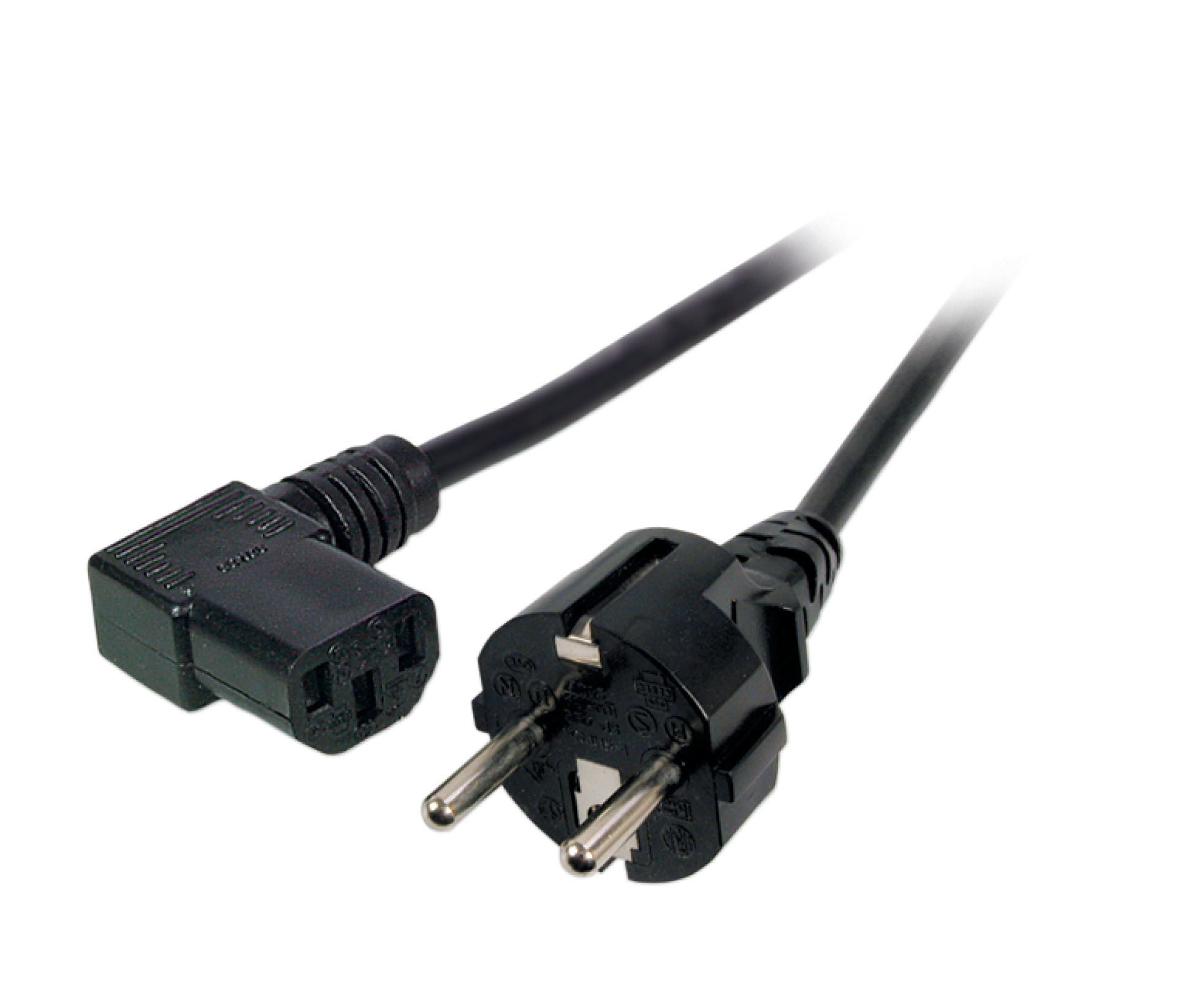 EFB EK534.2 Netzleitung Schuko 180°-C13 90° schwarz 2m 3x0.75qmm