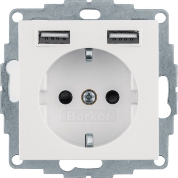 Berker 48031909 Steckdose SCHUKO/USB S.1 polarweiß mt.