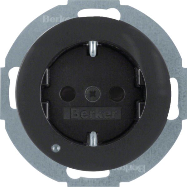 Berker 41092045 Steckdose SCHUKO+LED u.erh.BS R.Classic schwarz glänzend