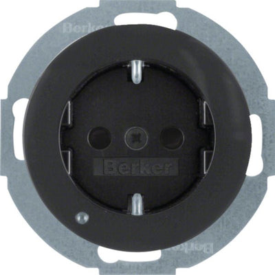 Berker 41092045 Steckdose SCHUKO+LED u.erh.BS R.Classic schwarz glänzend