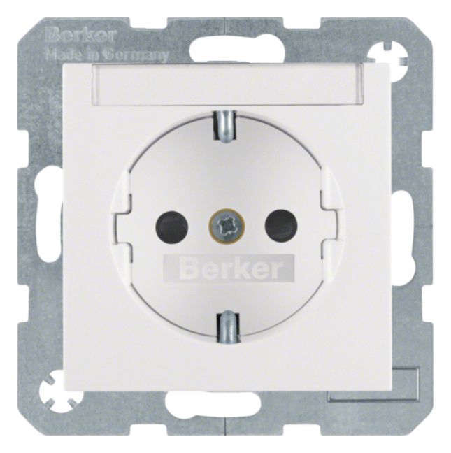 Berker 41498989 Steckdose SCHUKO m.B-feld+erh.BS S.1 polarweiß glänzend