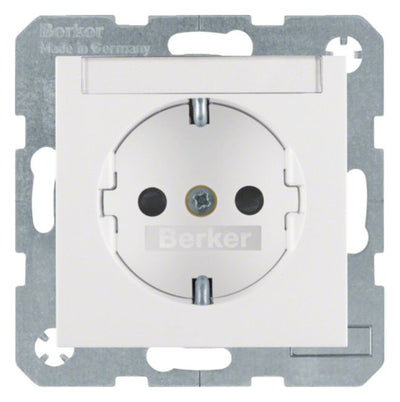 Berker 41498989 Steckdose SCHUKO m.B-feld+erh.BS S.1 polarweiß glänzend