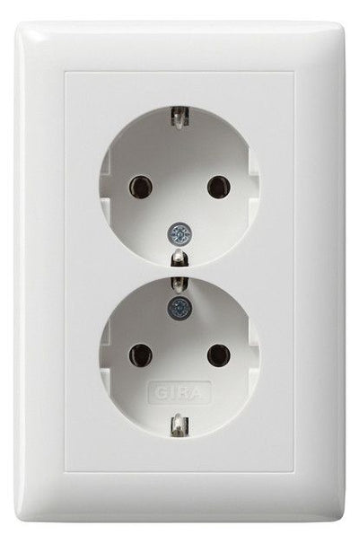 GIRA 078203 SCHUKO-Doppelsteckdose Voll- platte 1,5f Standard 55 Reinweiß gl.