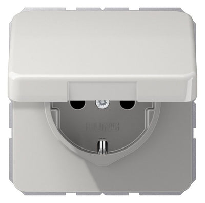 Jung CD1520BFKLLG SCHUKO Steckdose Klappdeckel bruchsicher lichtgrau