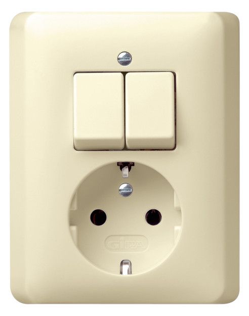 GIRA 017501 Kombi Serien/SCHUKO Vollplatte Standard 55 Cremeweiß gl.