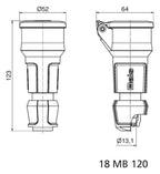 Bals 7493 Schuko-Kupplung 16A 3p IP54 rot belg./franz.
