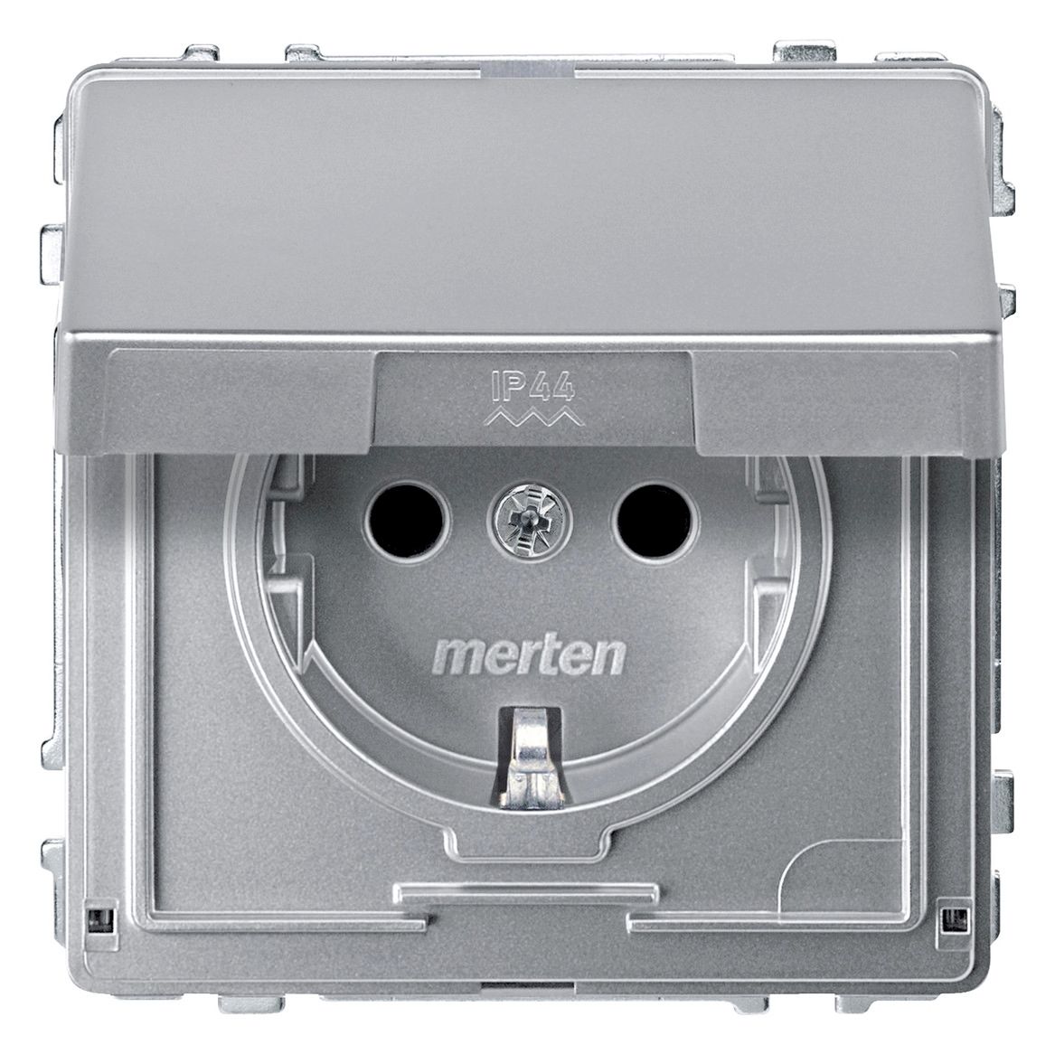 Mert MEG 2310-7260 SCHUKO-Steckdose BRS m.Klappdeckel StK aluminium AQUADESIGN