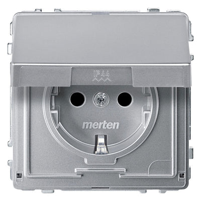 Mert MEG 2310-7260 SCHUKO-Steckdose BRS m.Klappdeckel StK aluminium AQUADESIGN