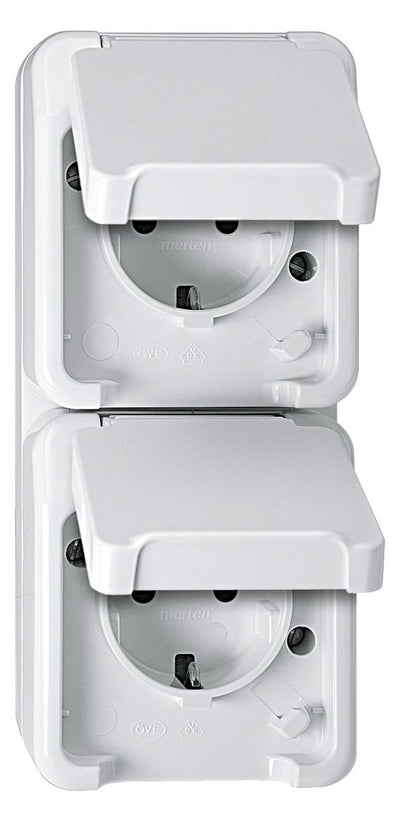 Mert MEG 2328-8019 SCHUKO-Doppel-Steck- Dose polarweiß senk. m.BRS AQUASTAR
