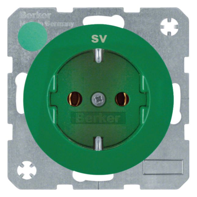 Berker 47432003 Steckdose SCHUKO m.Aufdruck R.1/R.3 grün glänzend