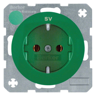 Berker 47432003 Steckdose SCHUKO m.Aufdruck R.1/R.3 grün glänzend