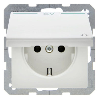 Berker 47516039 Steckdose SCHUKO+Klappd. Q.1/Q.3 polarweiß samt