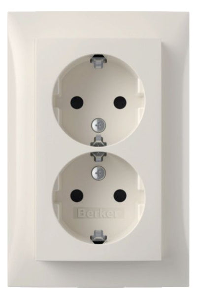 Berker 47598989 Doppelsteckdose SCHUKO Abdeckpl.erh.BS Berker S.1 pws glänzend