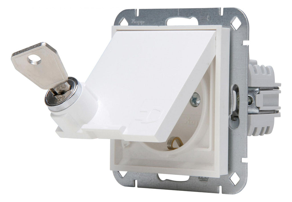 Kopp 951529001 HK07 Schuko Steckdose Klappd.erh.Ber.schutz abschließbar rws