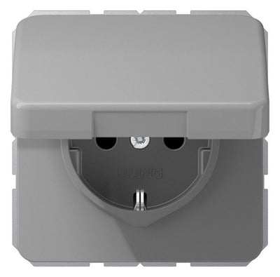 Jung CD1520BFKLGR SCHUKO Steckdose Klappdeckel bruchsicher grau