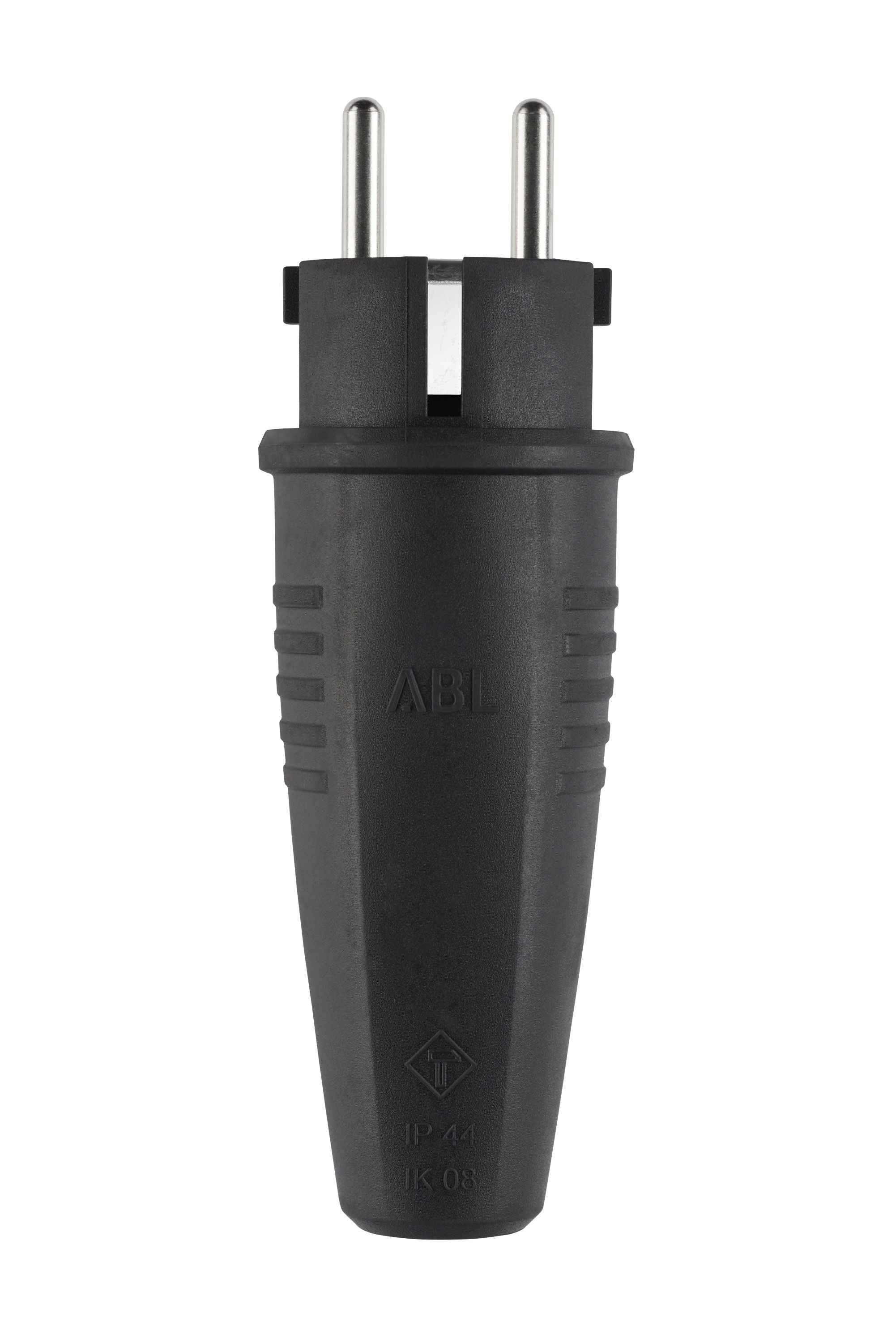 ABL 100000043 Expert Stecker SCHUKO & fr-be Gummi (TPE) schwarz sv IP44 Typ