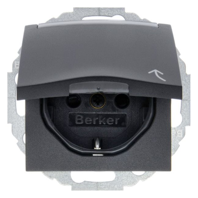 Berker 47461606 Steckdose SCHUKO+Klappd. B-feld+erh.BS B.3/B.7 anthrazit matt