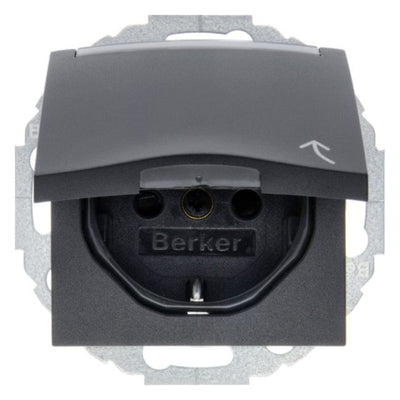 Berker 47461606 Steckdose SCHUKO+Klappd. B-feld+erh.BS B.3/B.7 anthrazit matt